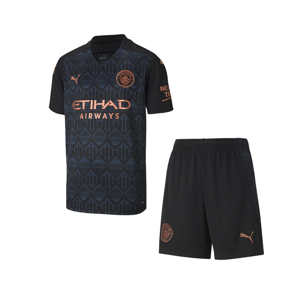 Kids Manchester City Away Black Soccer Kits Shirt With Shorts 2020/21